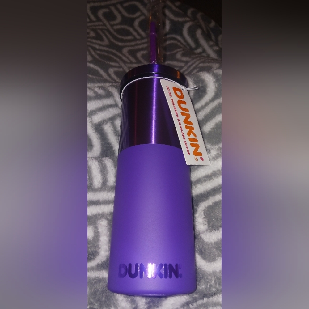 New With Tags Dunkin' Donuts Purple Stainless Water Bottle